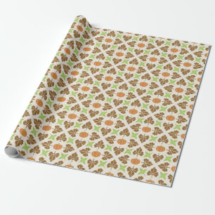 Thanksgiving Fall Pumpkin Autum Leaf Pattern Wrapping Paper