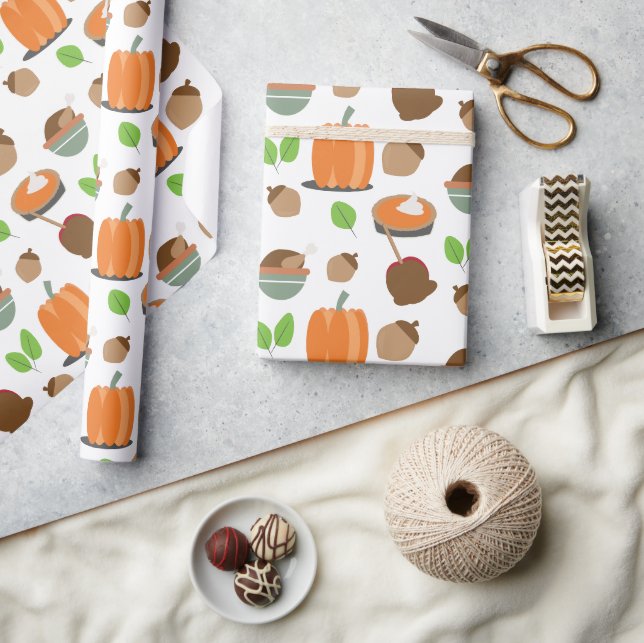Thanksgiving Fall Pumpkins Food Wrapping Paper (Crafts)