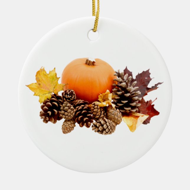Thanksgiving / fall still life ceramic tree decoration (Front)