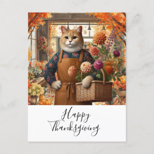 Thanksgiving Fall themed for Cat Lovers  Holiday Postcard