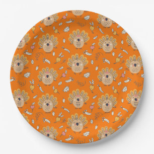 Thanksgiving Fall Turkey Paper Plate