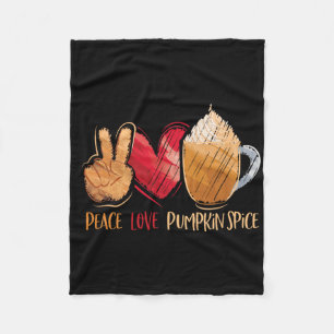 Thanksgiving Fall Women Peace Love Pumpkin Spice Fleece Blanket