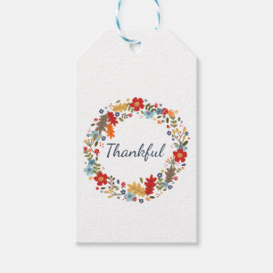 Thanksgiving Fall Wreath Gift Wrapping Thankful Tags