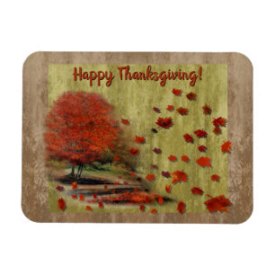 Thanksgiving Falling Leaves Landscape Magnet