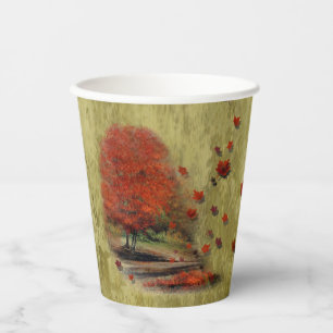 Thanksgiving Falling Leaves Landscape Paper Cups