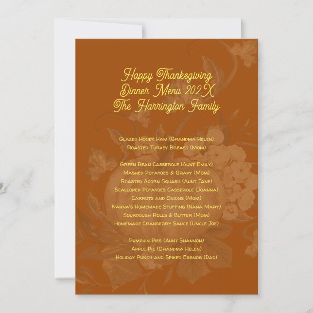 Thanksgiving Family Dinner Menu Template (Front)
