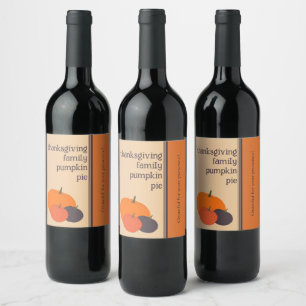 Thanksgiving Family Pumpkin Pie Wine Label
