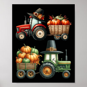 Thanksgiving Farm Tractor Fall Tractor Farm Boys K Poster