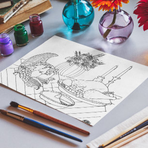 Thanksgiving Feast Coloring Book Postcard