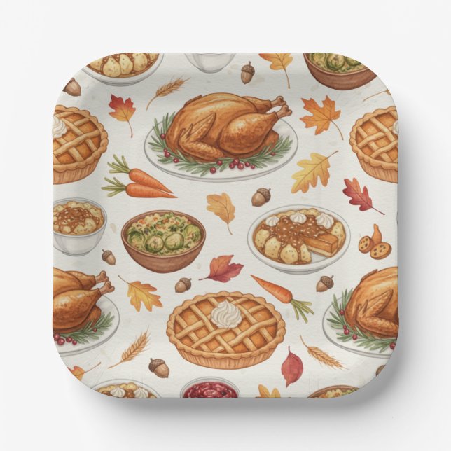Thanksgiving Feast, Dinner Paper Plate (Front)