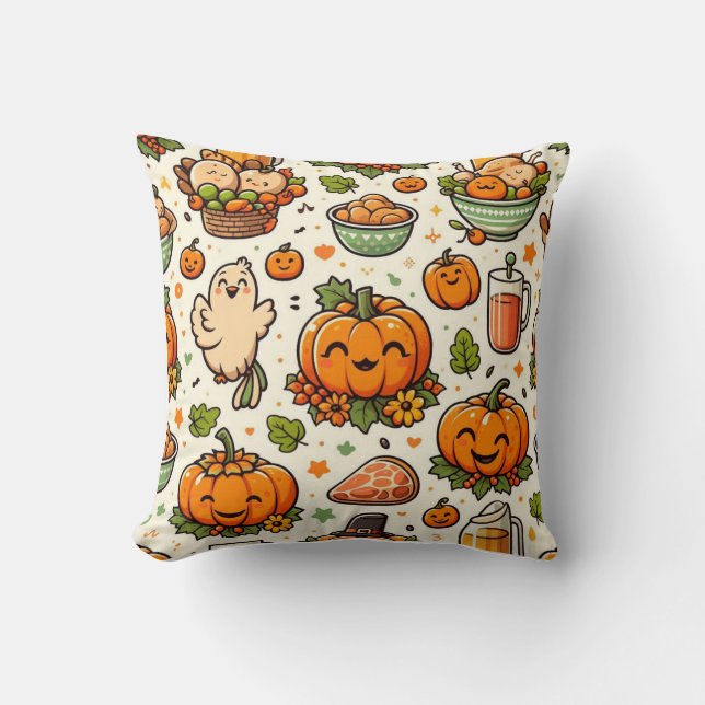 Thanksgiving feast family cushion (Front)