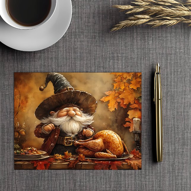 Thanksgiving Feast Gnome Holiday Postcard (Creator Uploaded)