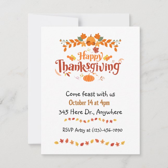 Thanksgiving Feast  Invitation (Front)