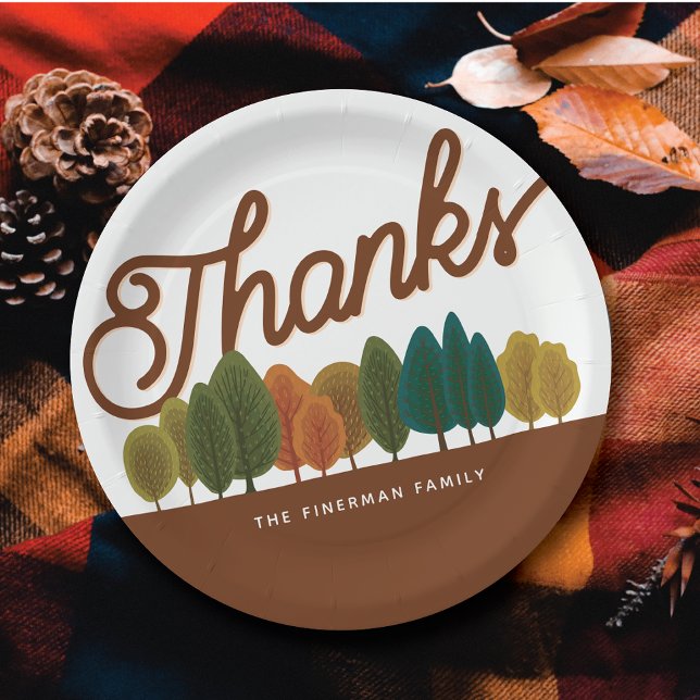 Thanksgiving Feast Personalised Autumn Forest Paper Plate (Creator Uploaded)