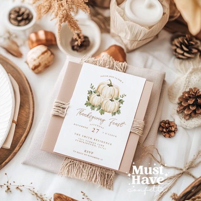 Thanksgiving Feast Pumpkin Dinner Party Invitation (Creator Uploaded)