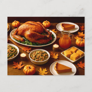 Thanksgiving Feast Table Postcard