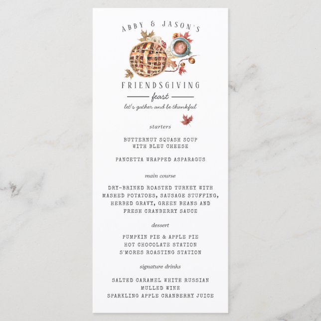 Thanksgiving Feast Watercolor Dinner Menu (Front)