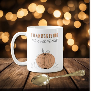 Thanksgiving Feast with Football Orange Pumpkin Coffee Mug