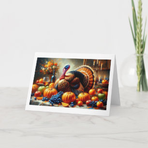 Thanksgiving Feast with Turkey, Holiday Card