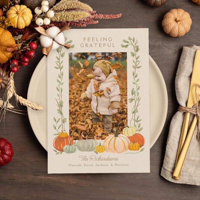 Thanksgiving feeling grateful Photo Holiday Card (Creator Uploaded)