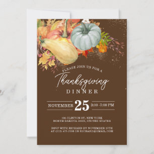 Thanksgiving Fest Friends Dinner Pumpkin Coffee Invitation
