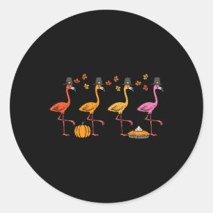 Thanksgiving Flamingos Funny Fall Autumn Bird Men  Classic Round Sticker