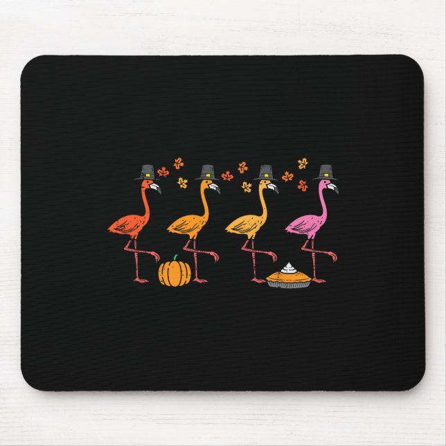 Thanksgiving Flamingos Funny Fall Autumn Bird Men  Mouse Pad (Front)