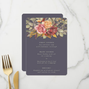 Thanksgiving Floral Border Flat 3 Course Menu