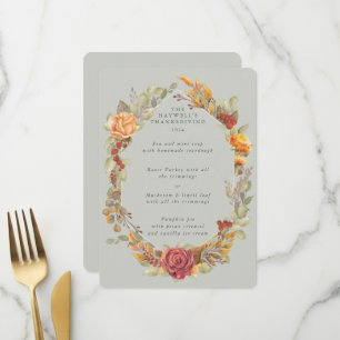 Thanksgiving Floral Frame Flat 3 Course Menu