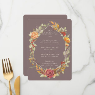 Thanksgiving Floral Frame Flat 3 Course Menu