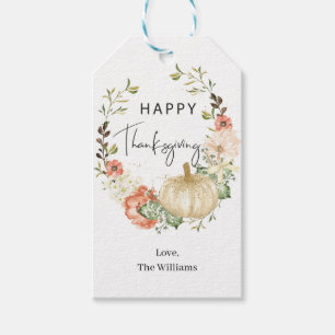 Thanksgiving Floral Pumpkin Gift Tags