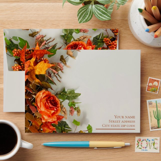Thanksgiving Florals Holiday  Envelope (Desk)