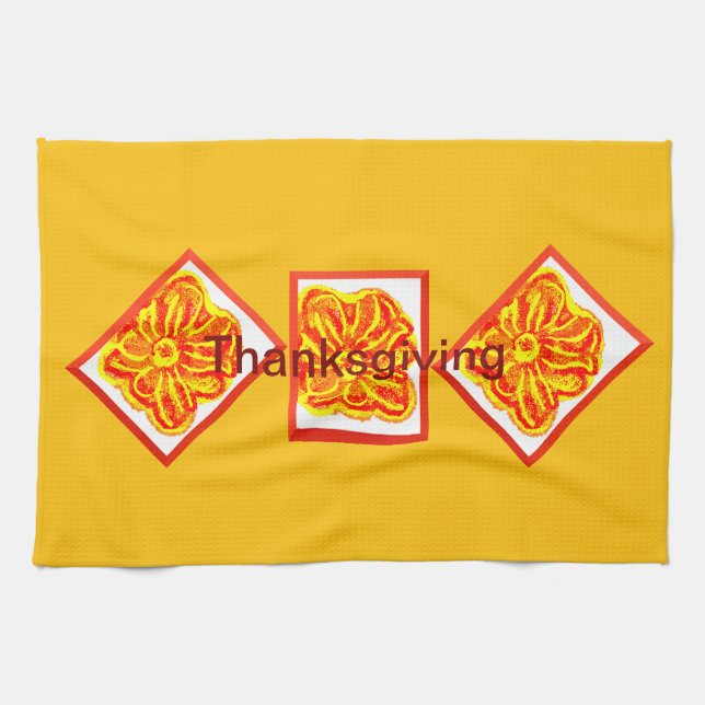 Thanksgiving Flower Kitchen Towel (Horizontal)