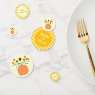 Thanksgiving Flowers in Pumpkin Custom Confetti