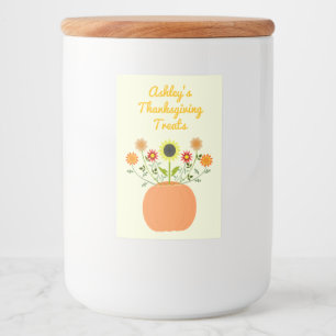 Thanksgiving Flowers in Pumpkin Custom Food Label