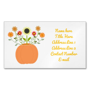 Thanksgiving Flowers in Pumpkin Custom Magnetic Business Card