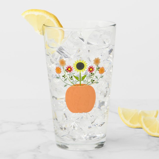 Thanksgiving Flowers in Pumpkin Glass (Front Ice)