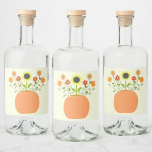 Thanksgiving Flowers in Pumpkin Liquor Bottle Label