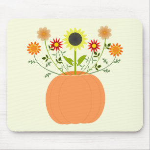 Thanksgiving Flowers in Pumpkin Mouse Pad
