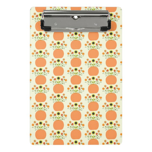 Thanksgiving Flowers in Pumpkin Patterned Mini Clipboard (Front)