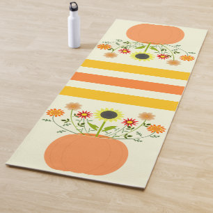 Thanksgiving Flowers in Pumpkin Yoga Mat