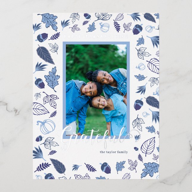 Thanksgiving Foil Holiday Postcard (Front)