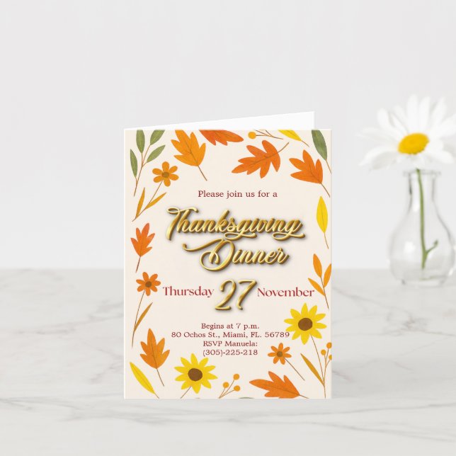 Thanksgiving Folded Greeting Card (Small Plant)