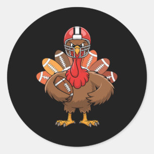 Thanksgiving Football Cool Football Turkey For Men Classic Round Sticker