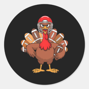 Thanksgiving Football Cool Football Turkey For Men Classic Round Sticker