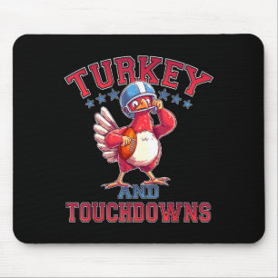 Thanksgiving Football Turkey & Touchdowns Game Mouse Pad