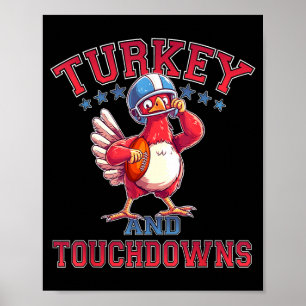 Thanksgiving Football Turkey &amp; Touchdowns Game Poster