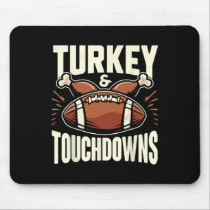 Thanksgiving Football Turkey And Touchdowns Footba Mouse Pad