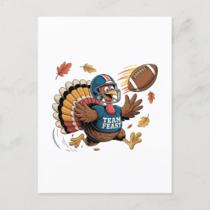 Thanksgiving Football Turkey Fantasy Football Holiday Postcard