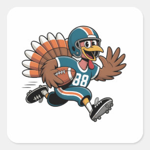 Thanksgiving Football Turkey Fantasy Football Square Sticker